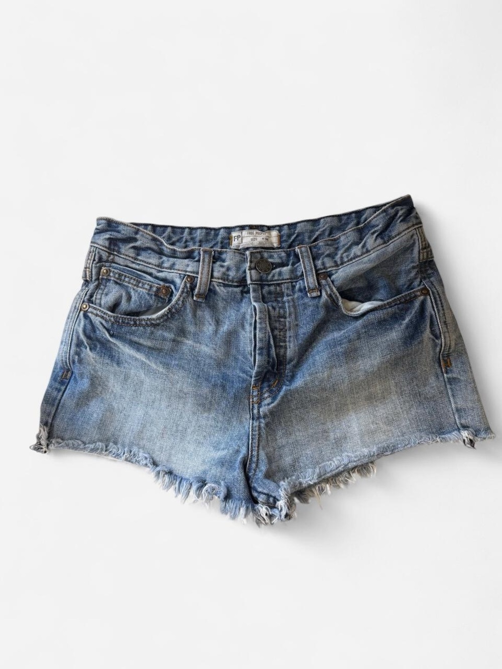 Free People Washed Blue Denim Cutoff Shorts